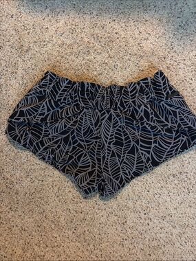 Rare Lululemon athletica Black Shorts with Gray Leaf Print